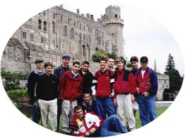 Kids hangning out in front Warwick Castle.